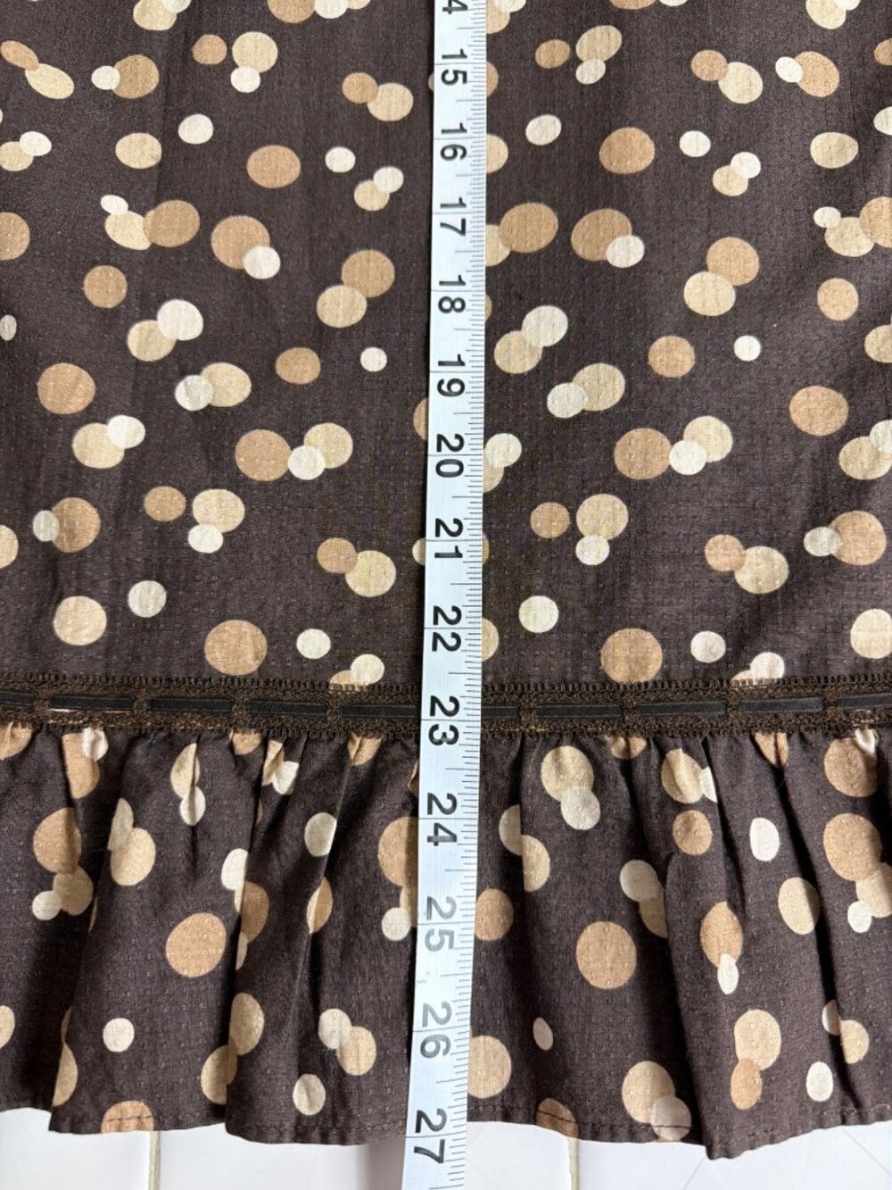 J.Crew NWOT Brown Polka Dot Cotton A-Line Ruffle Hem Midi Skirt Size 4 - Picture 12 of 16